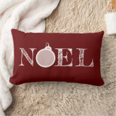 Deep Red Rustic Noel Typography Christmas  ランバークッション (ブランケット)
