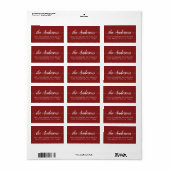 Deep Red Script Family Return Address Label ラベル (フルシート)