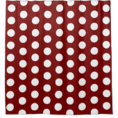 Deep Red Shower Curtain with Crisp White Dot Patte シャワーカーテン (正面)