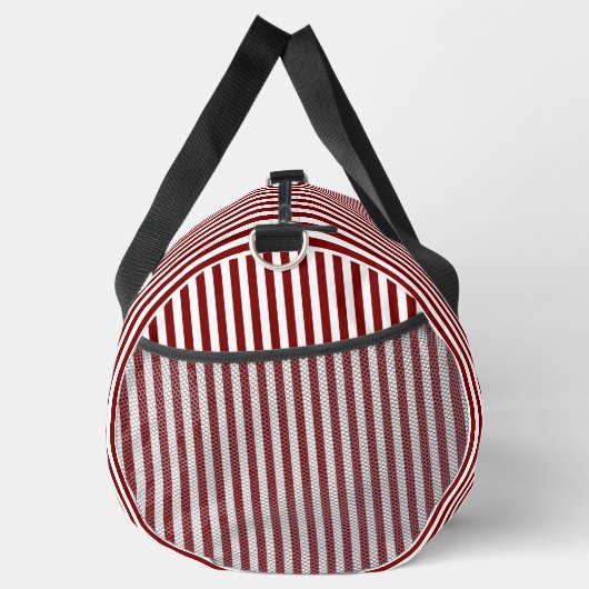 Deep Red Stripes on White | Stylish and Functional ダッフルバッグ (右)