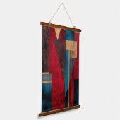 Deep Red Teal Gold Geometric Abstract Modern Art 吊り下げ型タペストリー (傾斜あり)