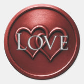 Deep Red Two Hearts Intertwined Wedding ラウンドシール (正面)