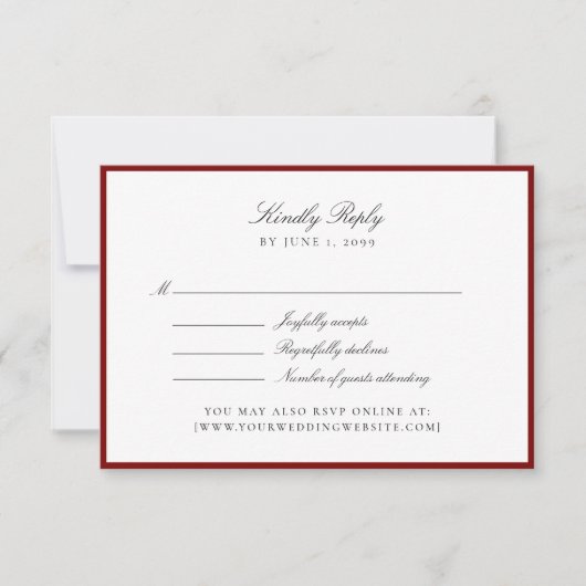 Deep Red Wedding Rsvp card (正面)