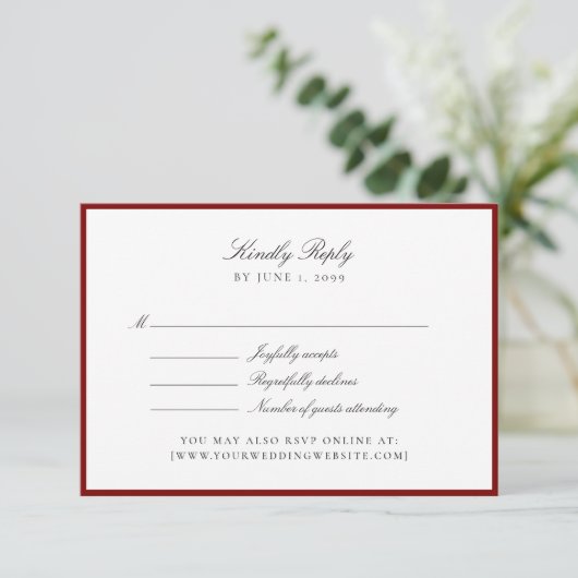 Deep Red Wedding Rsvp card (スタンド正面)