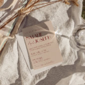 Deep Red Whimsical Modern QR Code Photo Wedding 招待状