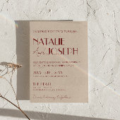 Deep Red Whimsical Modern QR Code Photo Wedding 招待状