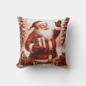 Deep Red & White Santa Christmas Throw Pillow クッション (正面)