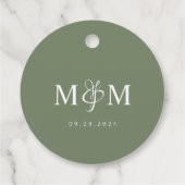 Deep Sage Green Monogram Ampersand Script Wedding フェイバータグ (裏面)