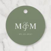 Deep Sage Green Monogram Ampersand Script Wedding フェイバータグ (正面)