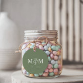 Deep Sage Green Monogram Ampersand Script Wedding フェイバータグ