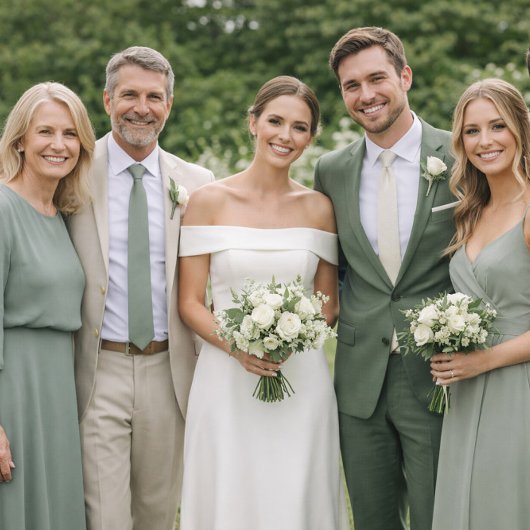 Deep Sage Wedding Attire Color Palette 招待状