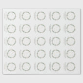 Deep Sage Wreath Gold Stars Christmas Family Name ラッピングペーパー (フラット)