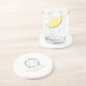 Deep Sage Wreath Monogram Drinkware Accent Set コースター (側面)