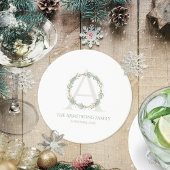 Deep Sage Wreath Monogram Drinkware Accent Set コースター