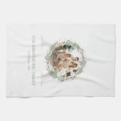 Deep Sage Wreath Monogram Home Accent キッチンタオル (横)