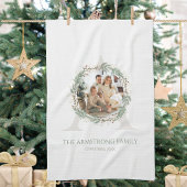 Deep Sage Wreath Monogram Home Accent キッチンタオル