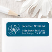 Deep Sea Blue Octopus Return Address Labels ラベル (インサイチュ)