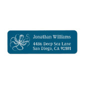 Deep Sea Blue Octopus Return Address Labels ラベル (正面)