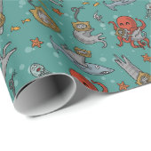 Deep Sea Diver Cats Wrapping Paper ラッピングペーパー (ロールコーナー)