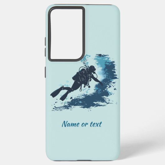 Deep Sea Diver Diving Underwater Custom Name text Samsung Galaxyケース (裏面)