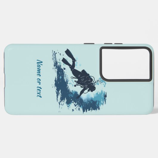 Deep Sea Diver Diving Underwater Custom Name text Samsung Galaxyケース (裏面横)