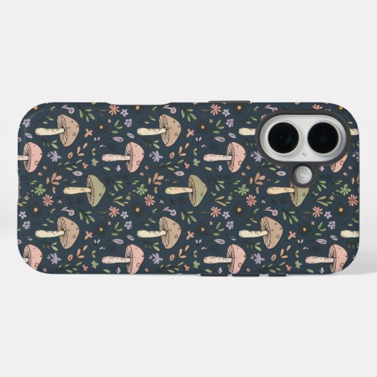 Deep Slate Blue Fungi Seamless Pattern Academic Case-Mate iPhoneケース (裏面 (横))