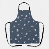 Deep Slate Blue Japanese Blue Pansy Floral Pattern エプロン (正面)