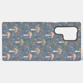 Deep Slate Gray Fungi Seamless Pattern Dark Academ Samsung Galaxyケース (裏面横)