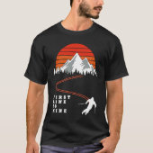 Deep snow downhill skiing Powder First Line Ski Ho Tシャツ (正面)