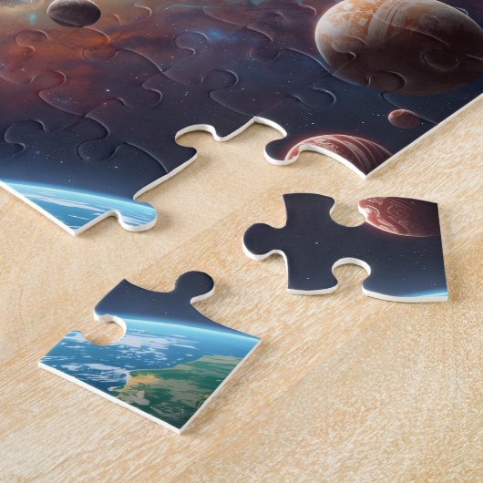 Deep Space Planets Nebula Jupiter Earth ジグソーパズル (側面)