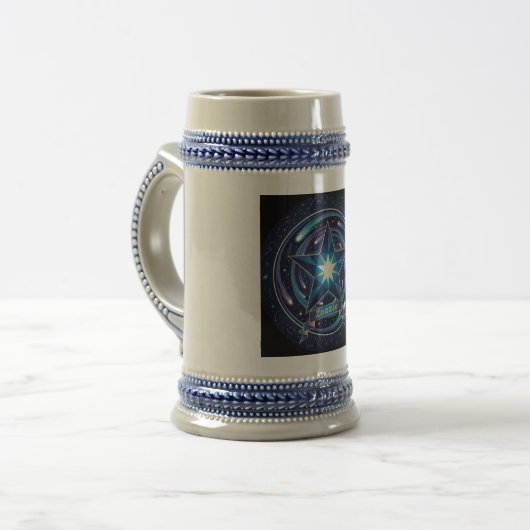 Deep Space Star Stein Mug - Blue/Grey Celestial Ar ビールジョッキ (正面左)