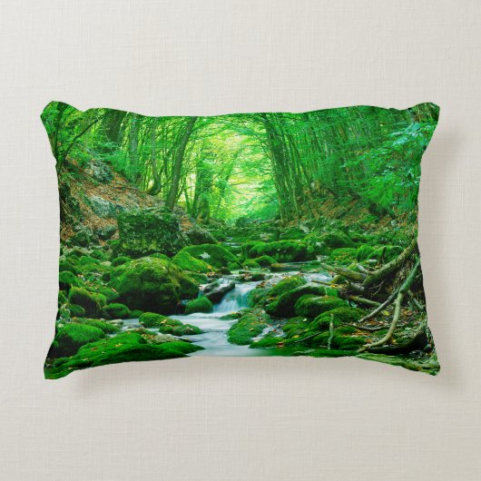 Deep summer woodforest,backwoods,deep,depth,flow,l アクセントクッション (正面)