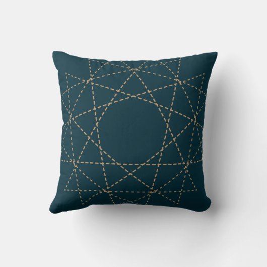 Deep Teal and Gold circular Geometric pattern クッション (裏面)