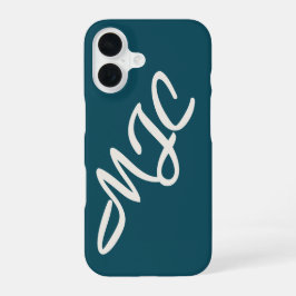 Deep Teal Blue Custom Monogram  iPhone 16ケース