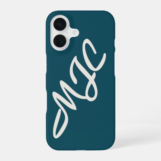 Deep Teal Blue Custom Monogram  iPhone 16ケース (裏面)