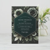Deep Teal Botanical Enchantment Wedding 招待状 (スタンド正面)
