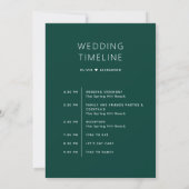 Deep Teal Green Timeline. Forest Wedding Itinerary 招待状 (裏面)