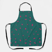 Deep Teal Japanese Deep Pink Cosmos Floral Pattern エプロン (正面)