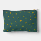 Deep Teal Japanese Sunflower Floral Pattern アクセサリーポーチ (裏面)