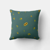 Deep Teal Japanese Sunflower Floral Pattern クッション (裏面)