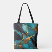 Deep Teal Marble with Bold Gold Veins トートバッグ (裏面)