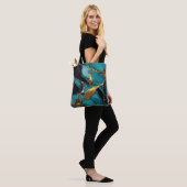 Deep Teal Marble with Bold Gold Veins トートバッグ (モデル)