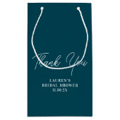 Deep Teal Minimalist Bridal Shower Thank You スモールペーパーバッグ (裏面)