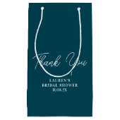 Deep Teal Minimalist Bridal Shower Thank You スモールペーパーバッグ (正面)