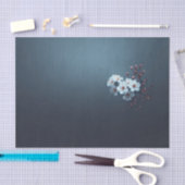 Deep Teal Minimalist Sakura Pink Bud 薄葉紙 (クラフト)