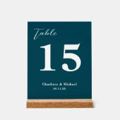 Deep Teal Minimalist Wedding Table Number アクリルサイン (正面)