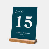 Deep Teal Minimalist Wedding Table Number アクリルサイン (傾斜)