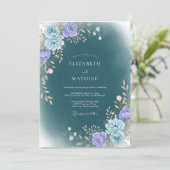 Deep Teal Moody Winter Wedding 招待状 (スタンド正面)