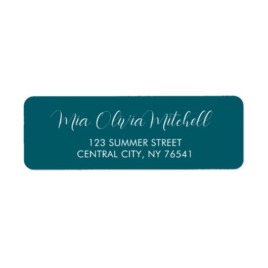 Deep Teal Personalizable Return Address Labels ラベル (正面)