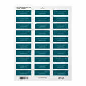 Deep Teal Personalizable Return Address Labels ラベル (フルシート)